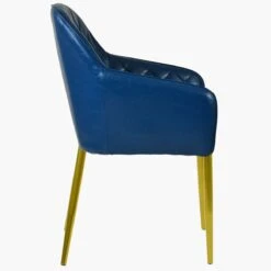 Opus Carver Blue Leather Dining Chair With Gold Leg -Furniture Specialty Store opus carver blue pu gold 3
