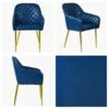 Opus Carver Blue Leather Dining Chair With Gold Leg -Furniture Specialty Store opus carver blue pu gold 4