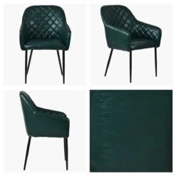 Opus Carver Green Leather Dining Chair With Black Leg