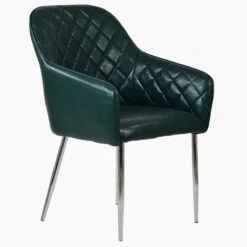 Opus Carver Green Leather Dining Chair With Chrome Leg -Furniture Specialty Store opus carver emerald green chrome 2