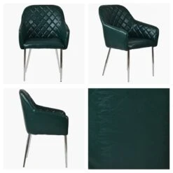 Opus Carver Green Leather Dining Chair With Chrome Leg