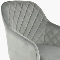 Opus Carver Grey Velvet Dining Chair With Black Legs And Armrests