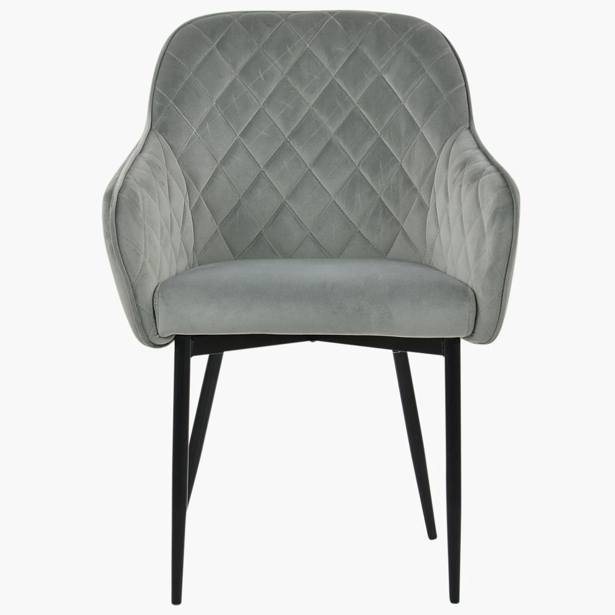 Opus Carver Grey Velvet Dining Chair With Black Legs And Armrests 6 Opus Carver Grey Velvet Dining Chair With Black Legs And Armrests - Image 4