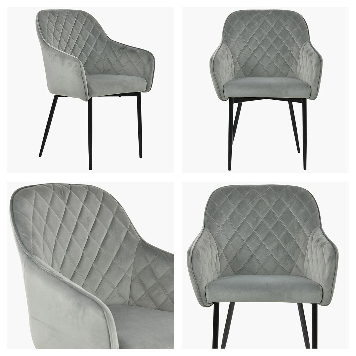 Opus Carver Grey Velvet Dining Chair With Black Legs And Armrests 7 Opus Carver Grey Velvet Dining Chair With Black Legs And Armrests - Image 5