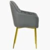 Opus Carver Dark Grey Faux Leather Dining Chair With Gold Legs And Armrests