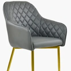 Opus Carver Dark Grey Faux Leather Dining Chair With Gold Legs And Armrests -Furniture Specialty Store opus dark grey gold leg 5
