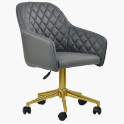Opus Dark Grey Leather Swivel Office Chair With Gold Legs -Furniture Specialty Store opus dark grey gold office 2