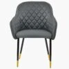 Opus Carver Dark Grey Faux Leather Dining Chair With Black Gold Legs And Armrests -Furniture Specialty Store opus dark grey gold tip 2