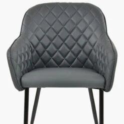 Opus Carver Dark Grey Faux Leather Dining Chair With Black Gold Legs And Armrests -Furniture Specialty Store opus dark grey gold tip 4