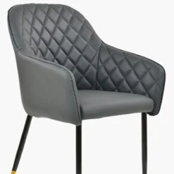 Opus Carver Dark Grey Faux Leather Dining Chair With Black Gold Legs And Armrests -Furniture Specialty Store opus dark grey gold tip 5