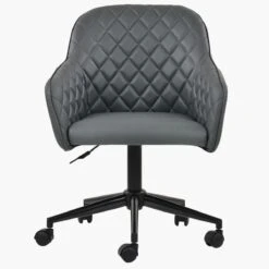 Opus Dark Grey Leather Swivel Office Chair Black Base -Furniture Specialty Store opus dark grey pu black base 3