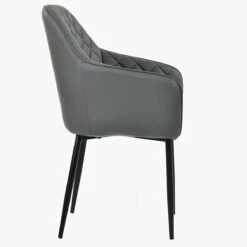 Opus Carver Dark Grey Faux Leather Dining Chair With Black Legs And Armrests -Furniture Specialty Store opus dark grey pu black legs 1