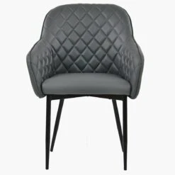 Opus Carver Dark Grey Faux Leather Dining Chair With Black Legs And Armrests -Furniture Specialty Store opus dark grey pu black legs 2