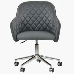 Opus Dark Grey Leather Swivel Office Chair Chrome Base -Furniture Specialty Store opus dark grey pu chrome base office 3