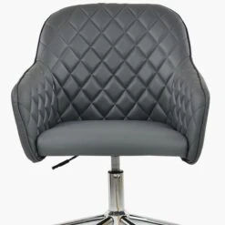 Opus Dark Grey Leather Swivel Office Chair Chrome Base -Furniture Specialty Store opus dark grey pu chrome base office 4