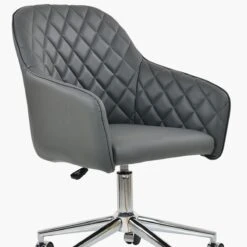 Opus Dark Grey Leather Swivel Office Chair Chrome Base -Furniture Specialty Store opus dark grey pu chrome base office 5