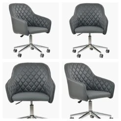 Opus Dark Grey Leather Swivel Office Chair Chrome Base -Furniture Specialty Store opus dark grey pu chrome base office white