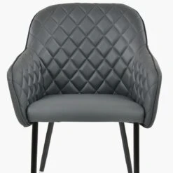 Opus Carver Dark Grey Faux Leather Dining Chair With Black Silver Legs And Armrests -Furniture Specialty Store opus dark grey silver tip5