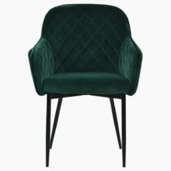 Opus Carver Green Velvet Dining Chair With Black Legs And Armrests -Furniture Specialty Store opus green black leg 3