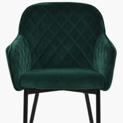 Opus Carver Green Velvet Dining Chair With Black Legs And Armrests -Furniture Specialty Store opus green black leg 4