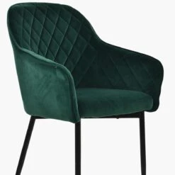 Opus Carver Green Velvet Dining Chair With Black Legs And Armrests -Furniture Specialty Store opus green black leg 5