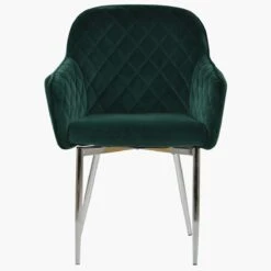 Opus Carver Green Velvet Dining Chair With Chrome Legs And Armrests -Furniture Specialty Store opus green chrome leg 3