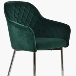 Opus Carver Green Velvet Dining Chair With Chrome Legs And Armrests -Furniture Specialty Store opus green chrome leg 5