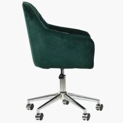 Opus Green Velvet Swivel Home Office Chair Chrome Base