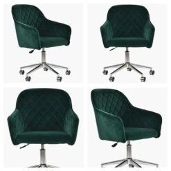 Opus Green Velvet Swivel Home Office Chair Chrome Base -Furniture Specialty Store opus green chrome office white white