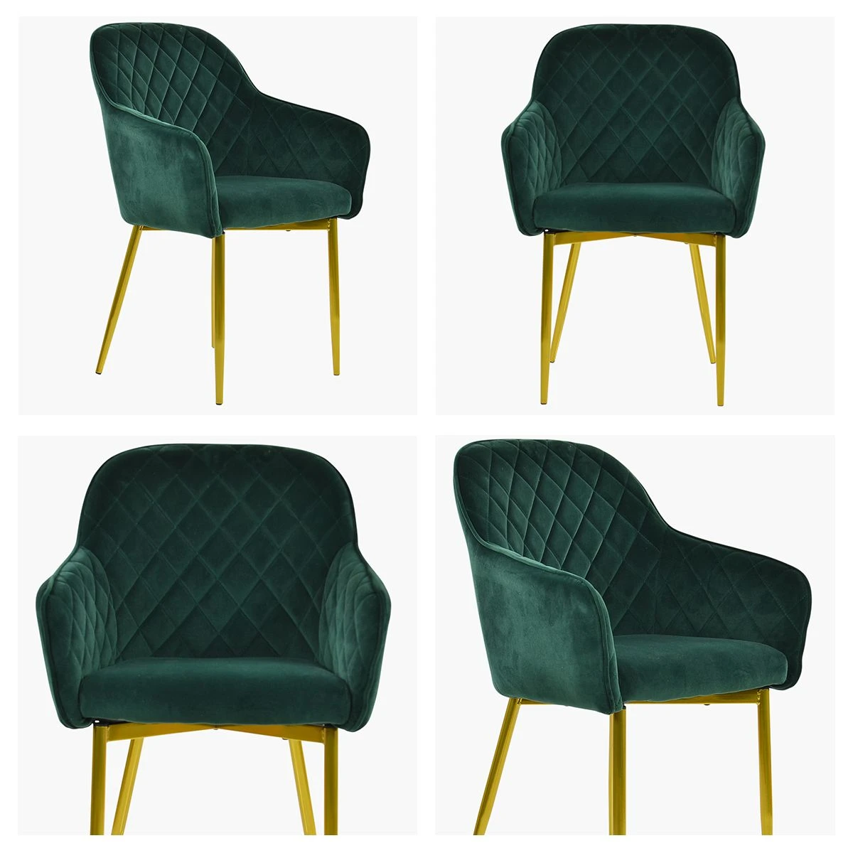 Opus Carver Green Velvet Dining Chair With Gold Legs And Armrests 7 Opus Carver Green Velvet Dining Chair With Gold Legs And Armrests - Image 5