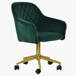 Opus Green Velvet Swivel Office Chair With Gold Legs -Furniture Specialty Store opus green gold office 2
