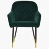 Opus Carver Green Velvet Dining Chair With Black Gold Legs And Armrests