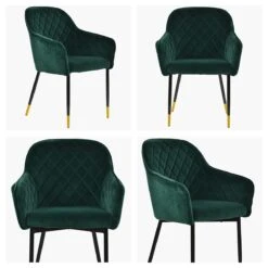 Opus Carver Green Velvet Dining Chair With Black Gold Legs And Armrests -Furniture Specialty Store opus green gold tip white