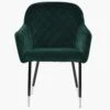 Opus Carver Green Velvet Dining Chair With Black Silver Legs And Armrests -Furniture Specialty Store opus green silver tip 2