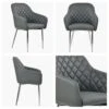 Opus Carver Dark Grey Faux Leather Dining Chair With Chrome Legs And Armrests