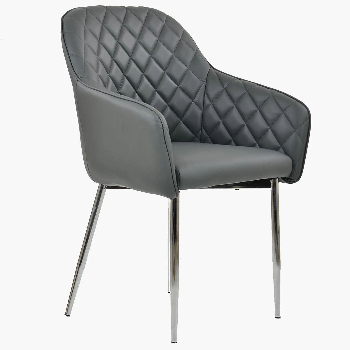 Opus Carver Dark Grey Faux Leather Dining Chair With Chrome Legs And Armrests 4 Opus Carver Dark Grey Faux Leather Dining Chair With Chrome Legs And Armrests - Image 2
