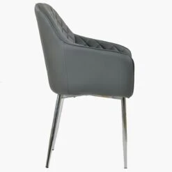 Opus Carver Dark Grey Faux Leather Dining Chair With Chrome Legs And Armrests 8 Opus Carver Dark Grey Faux Leather Dining Chair With Chrome Legs And Armrests -Furniture Specialty Store opus grey leather chrome 2