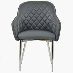Opus Carver Dark Grey Faux Leather Dining Chair With Chrome Legs And Armrests 9 Opus Carver Dark Grey Faux Leather Dining Chair With Chrome Legs And Armrests -Furniture Specialty Store opus grey leather chrome 3