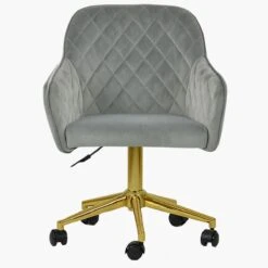 Opus Grey Velvet Swivel Office Chair With Gold Legs -Furniture Specialty Store opus grey velvet gold leg office 1