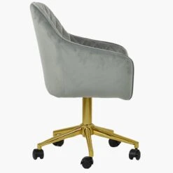 Opus Grey Velvet Swivel Office Chair With Gold Legs -Furniture Specialty Store opus grey velvet gold leg office 3