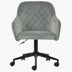 Opus Grey Velvet Swivel Home Office Chair Black Legs -Furniture Specialty Store opus light grey velvet black 3