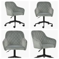 Opus Grey Velvet Swivel Home Office Chair Black Legs -Furniture Specialty Store opus light grey velvet black white