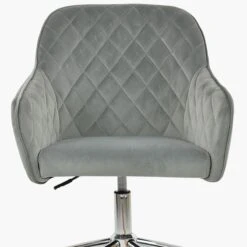 Opus Grey Velvet Swivel Home Office Chair Chrome Legs -Furniture Specialty Store opus light grey velvet chrome 4