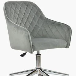 Opus Grey Velvet Swivel Home Office Chair Chrome Legs -Furniture Specialty Store opus light grey velvet chrome 5