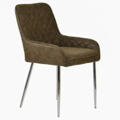 Opus Side Antique Brown Leather Dining Chair With Chrome Leg -Furniture Specialty Store opus side antique brown chrome 3