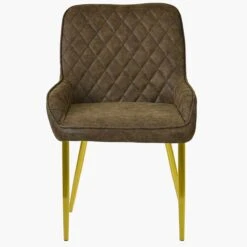 Opus Side Antique Brown Leather Dining Chair With Gold Leg -Furniture Specialty Store opus side antique brown gold 1