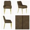 Opus Side Antique Brown Leather Dining Chair With Gold Leg -Furniture Specialty Store opus side antique brown gold 4