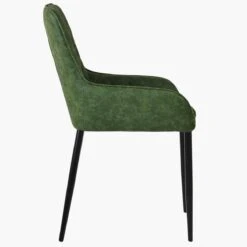 Opus Side Green Leather Dining Chair With Black Leg -Furniture Specialty Store opus side antique green black 3