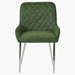 Opus Side Green Leather Dining Chair With Chrome Leg -Furniture Specialty Store opus side antique green chrome 1