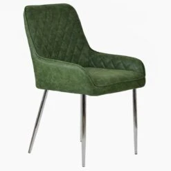 Opus Side Green Leather Dining Chair With Chrome Leg -Furniture Specialty Store opus side antique green chrome 2